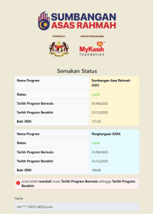 semakan mysara mykasih